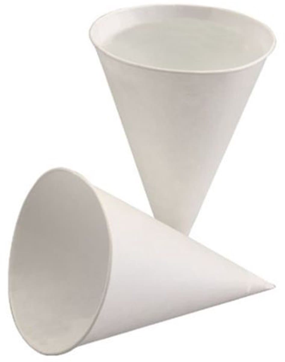 200 Puntbekers, suikerriet-papier 150 ml Ø 8,5 cm · 11,5 cm wit , Palmwas – Coating