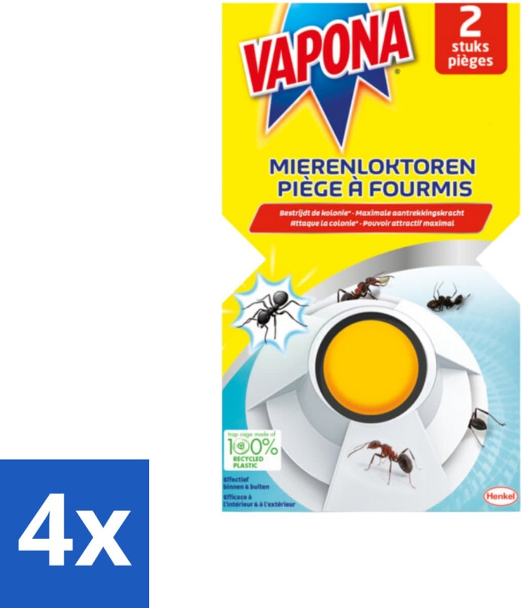 4 x Vapona - Mierenloktoren - 2 Mierenloktorens - Mieren Lokdoos - Mieren Bestrijding - Mierenplaag - Mierenwering - Mierenverdelging