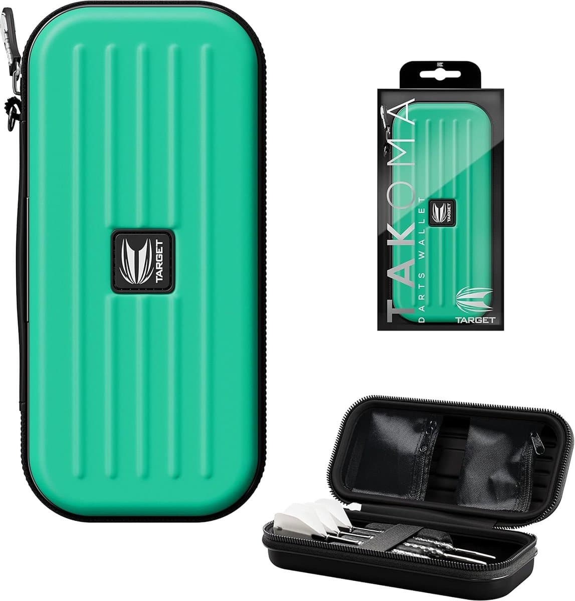 Target Darts Takoma Regular Dartportefeuille Aqua - Duurzaam EVA Etui voor 3 Volledig Gemonteerde Darts - Beschermende Opbergtas met Ritsvakjes voor Flights en Shafts