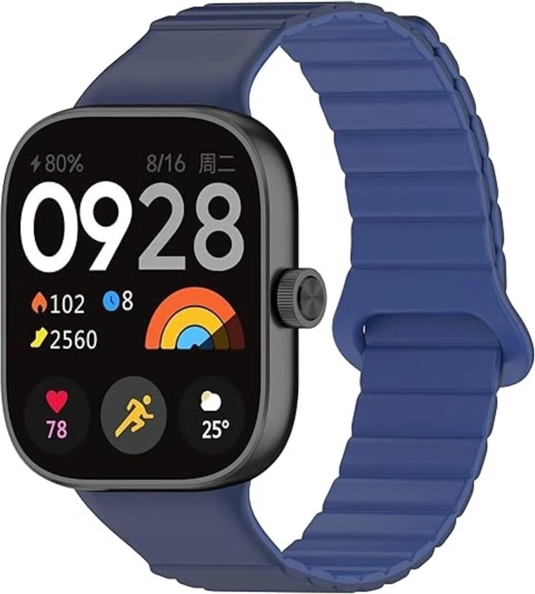 Strap-it Magnetisch siliconen bandje - geschikt voor Redmi Watch 4 / Xiaomi Smart Band 8 Pro / Xiaomi Smart Band 9 Pro (duo blauw)