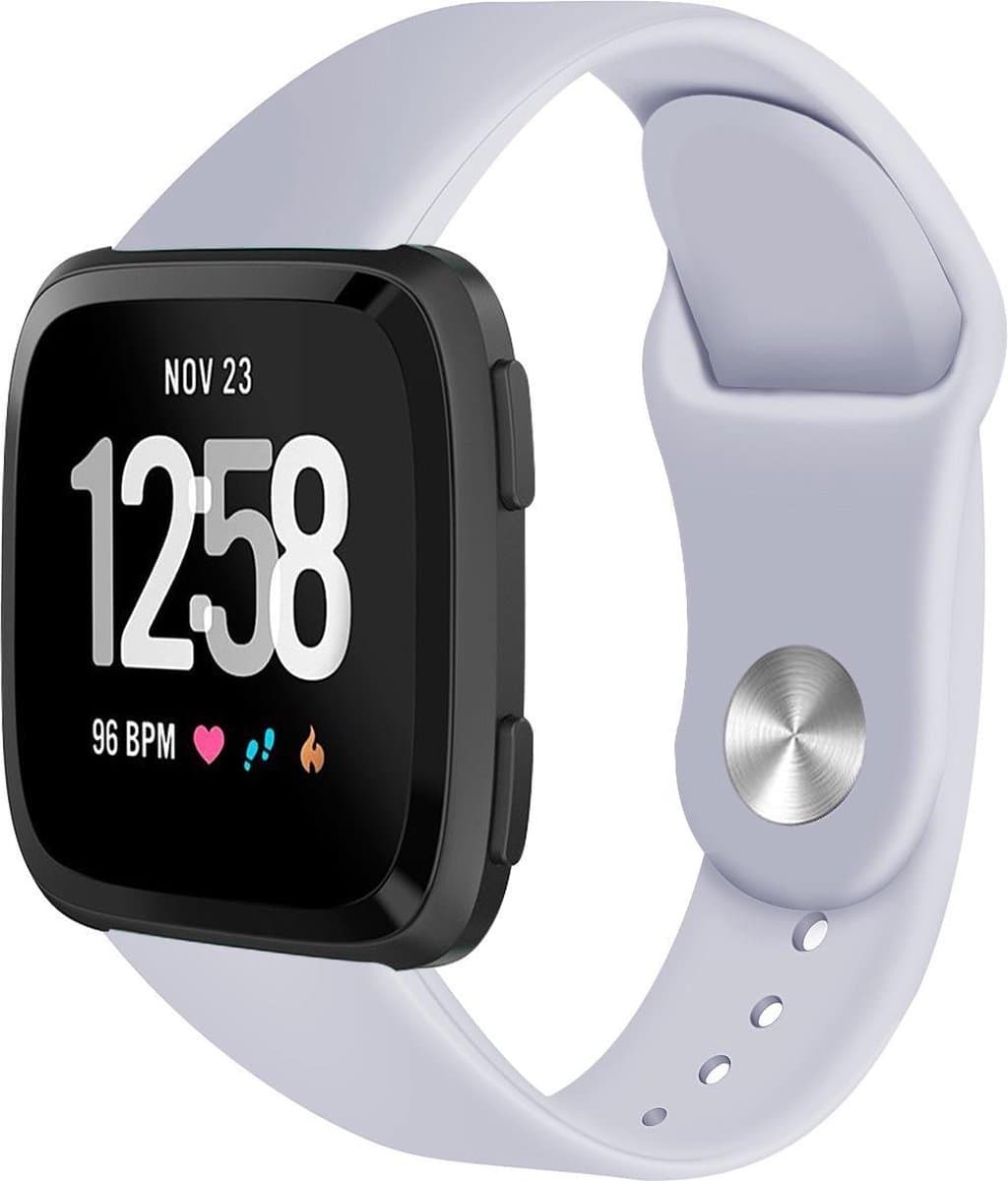 123watches siliconen sport band - grijs - SM - Geschikt voor Fitbit Versa 1 & 2 / Lite