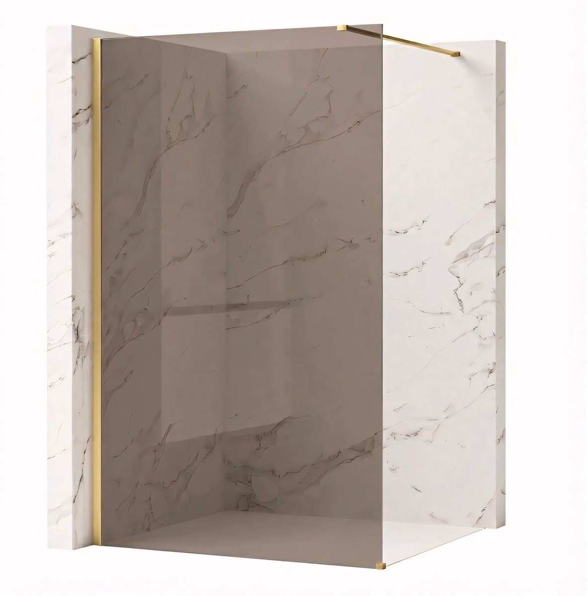 Rea Flexi Brown 120 - Rookbruin Glas 6 Mm - Douchewand - Geborsteld Goud120X80X195Cm
