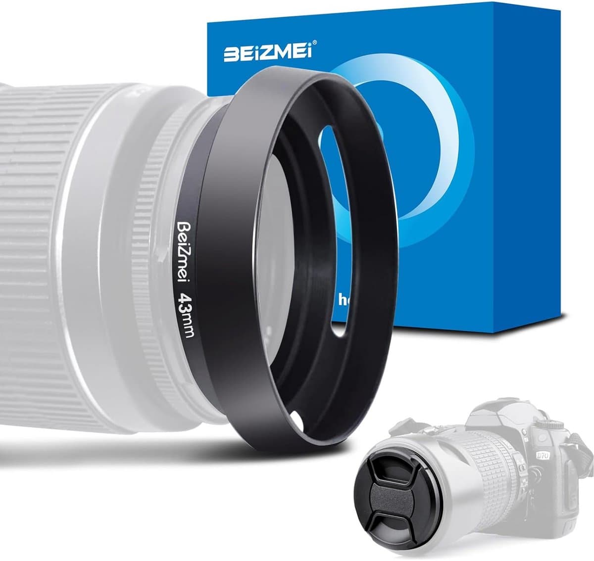 Universele 43mm Metalen Zonnekap en Lensdop voor Camera's