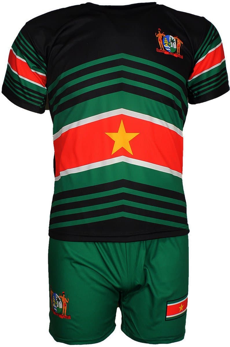 Suriname Techno Style Voetbal Tenue Set T-Shirt + Broek - Origineel Design - 140