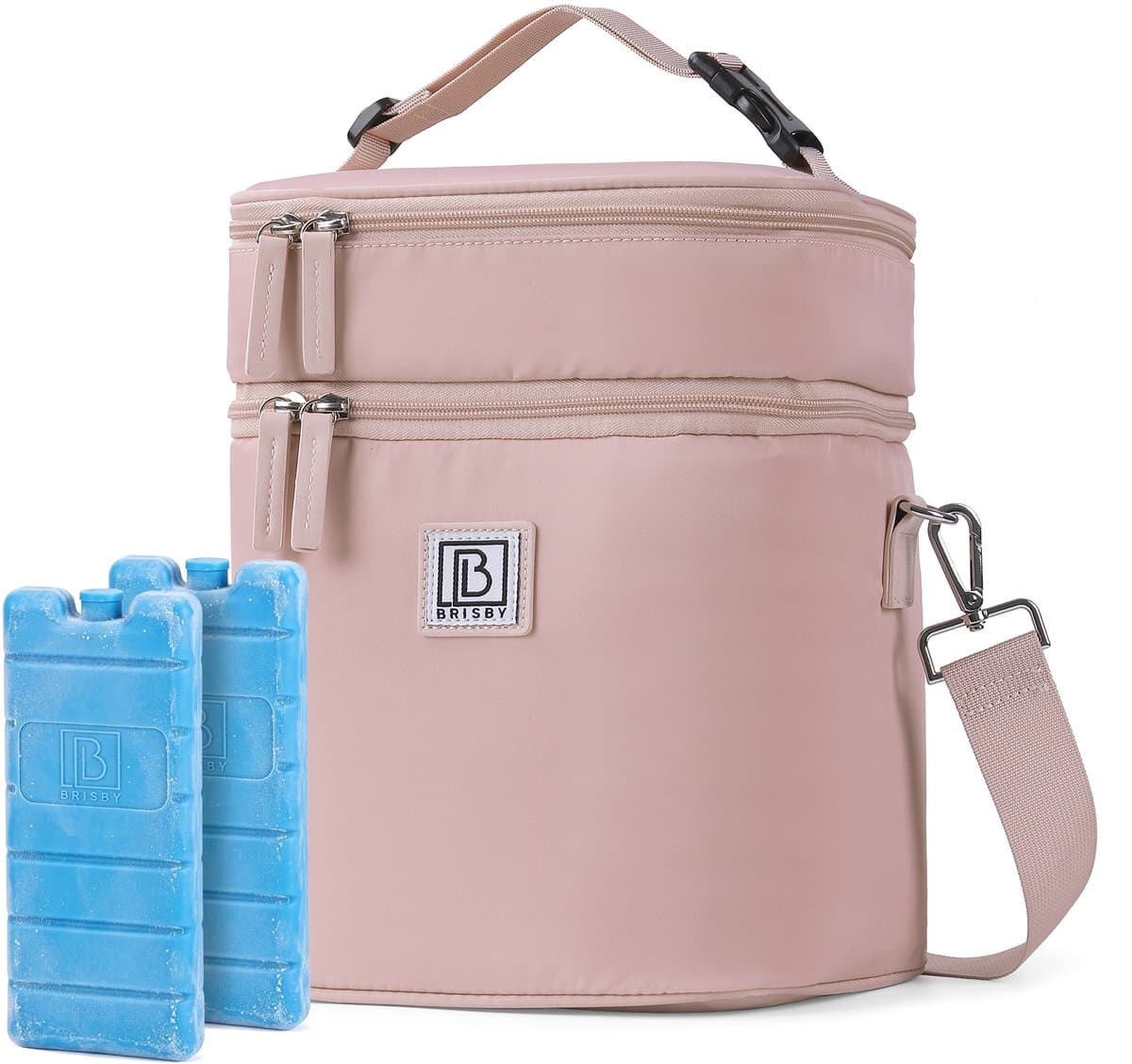 Brisby Kolftas 12 Liter – Koeltas voor Moedermelk & Borstkolf – Kinderwagen Bevestiging – 2 Geïsoleerde Vakken – Inclusief 2 Koelelementen - Soft Pink