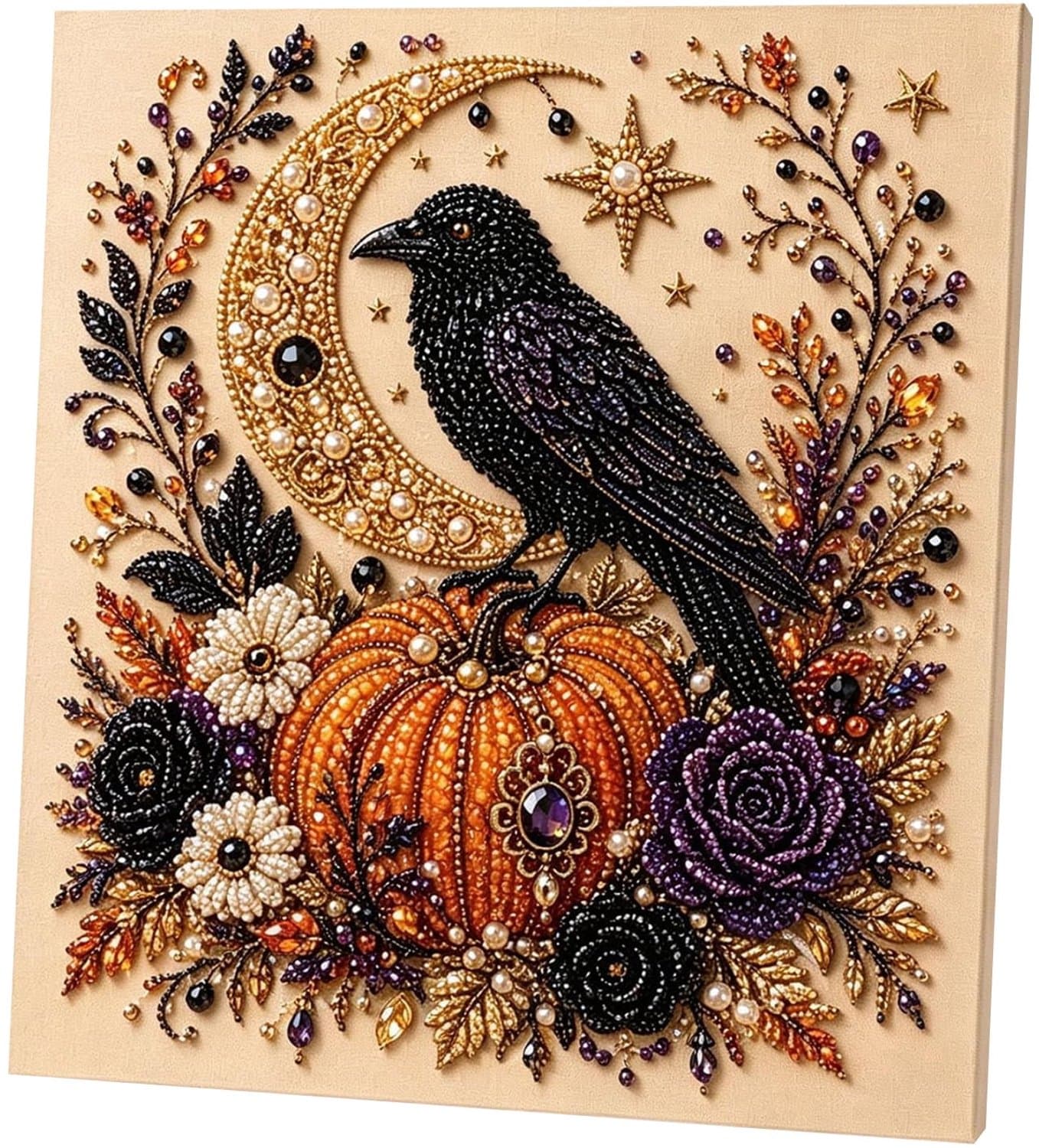 Ulisem - Halloween Parel Kunst DIY Pakket - Parel Schilderij Serie - Knutselpakket Volwassenen - 3D Parel Schilderij - Halloween Decoratie - Ghost Parel Kunst - Creatief Cadeau - Woonkamer Decoratie - Ontspannend Knutselen