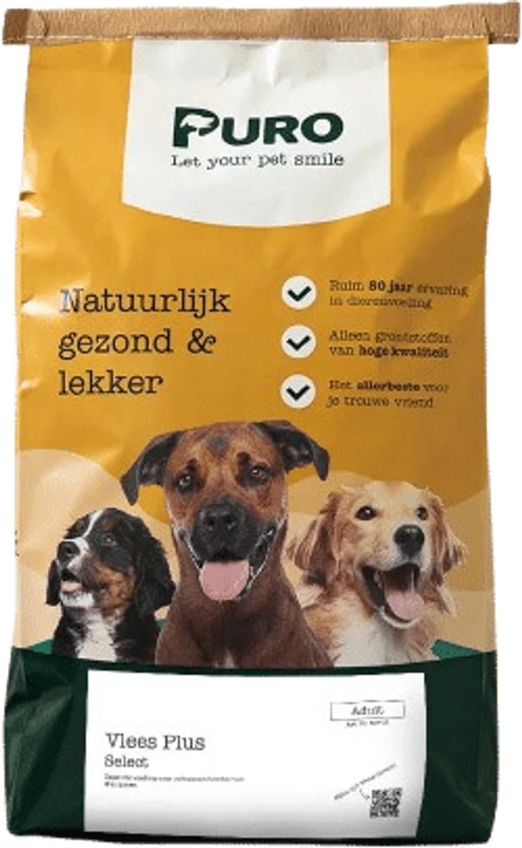 Puro Select - Vlees Plus - Geperste hondenbrokken - 15 kg