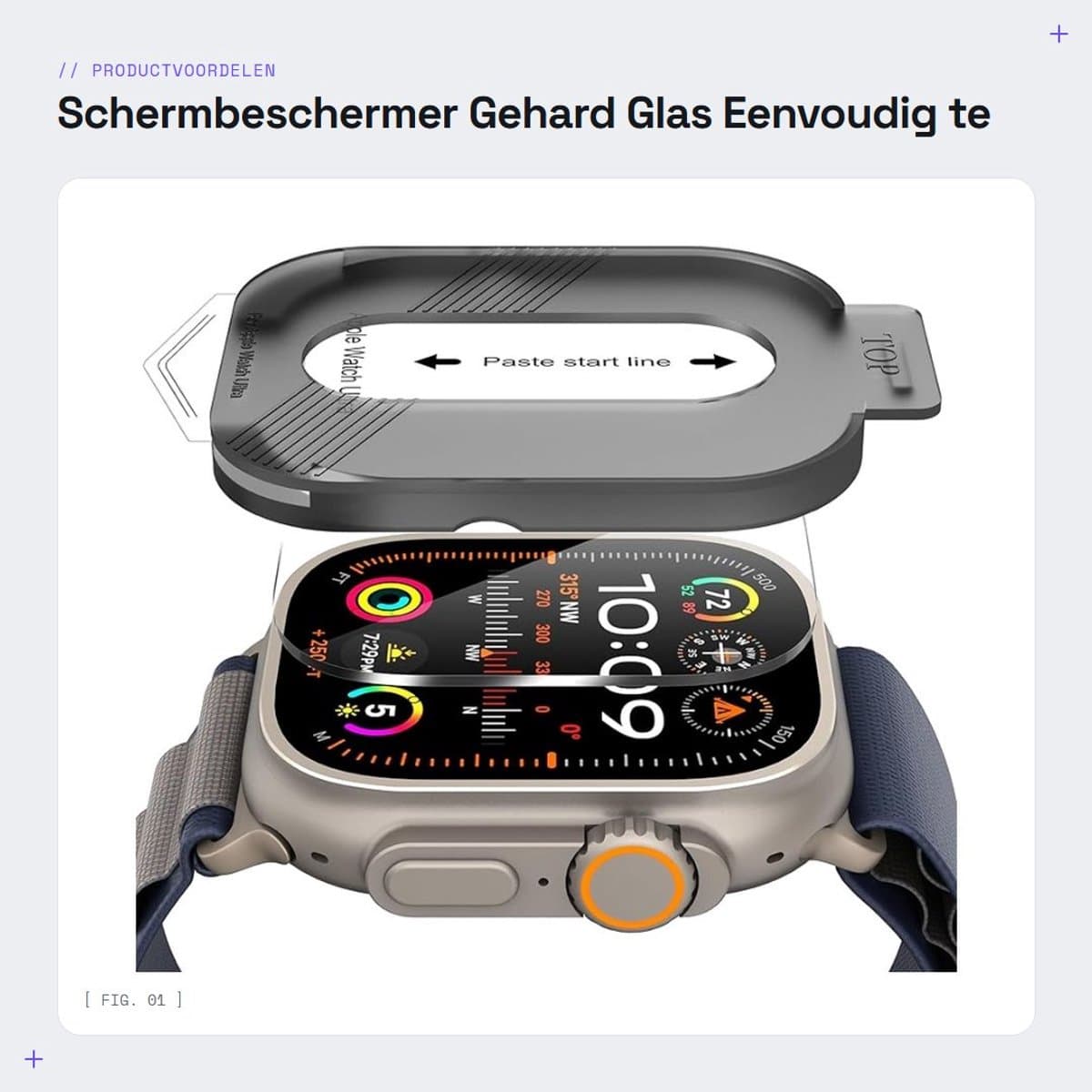 Dailygoods - Schermbeschermer - Gehard Glas - Eenvoudig te Installeren - HD - Krasbestendig - Voor Apple Watch Ultra 3/2/1 49mm