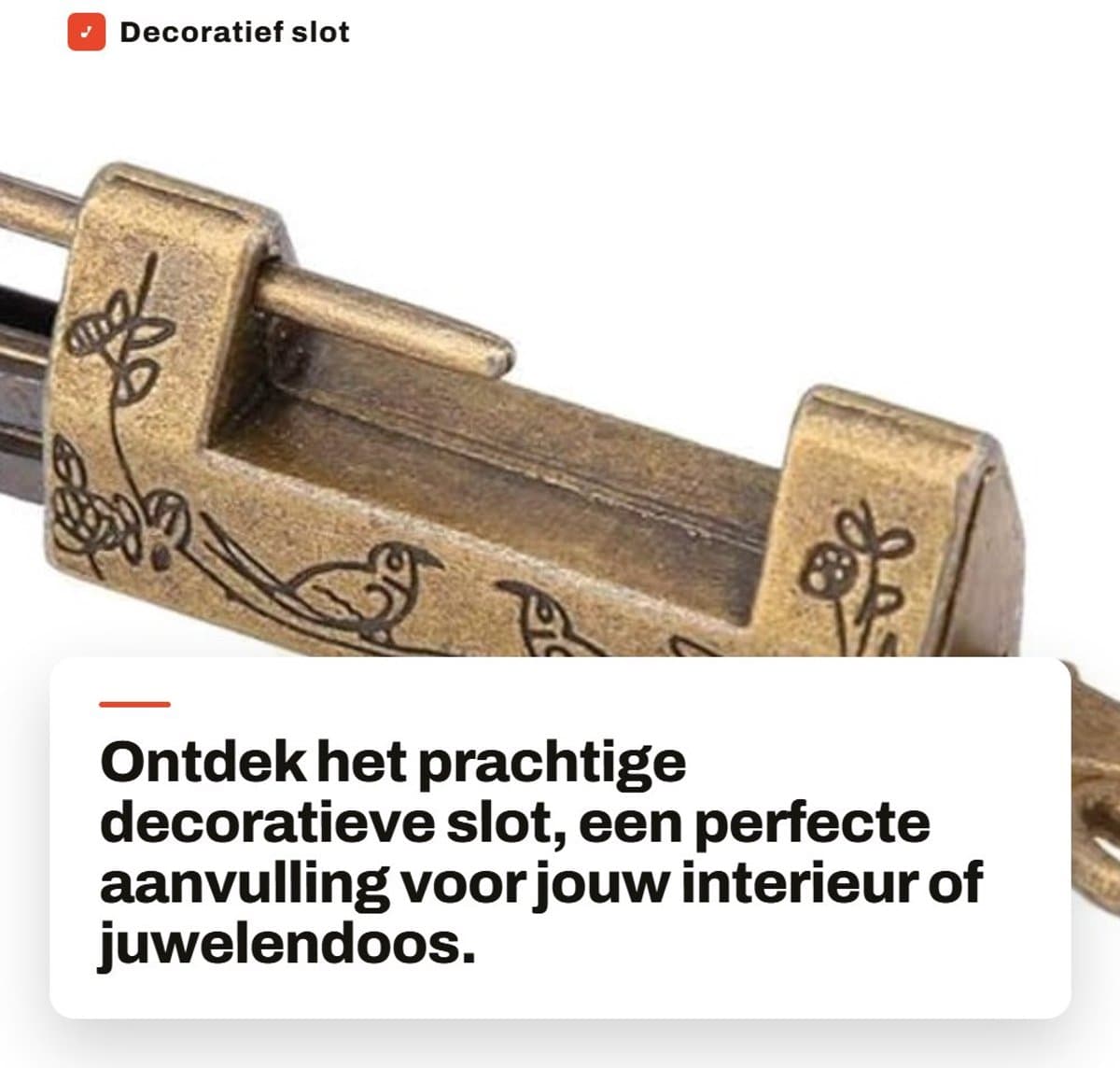 Dailygoods- Hangslot Duurzaam - Vintage Hangslot - Decoratief Slot - Antiek Slot - Zinklegering - Gegraveerd Patroon - Decoratieslot
