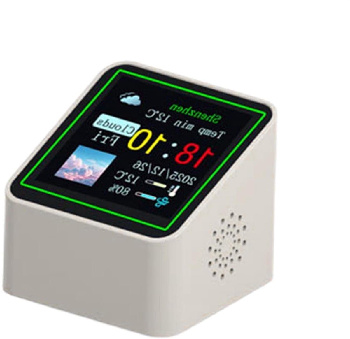 Slimme Weerklok - Digitale Tafelklok - Realtime Weerupdates - Temperatuur Vochtigheidsmonitor - 189 Inch Display - Wit
