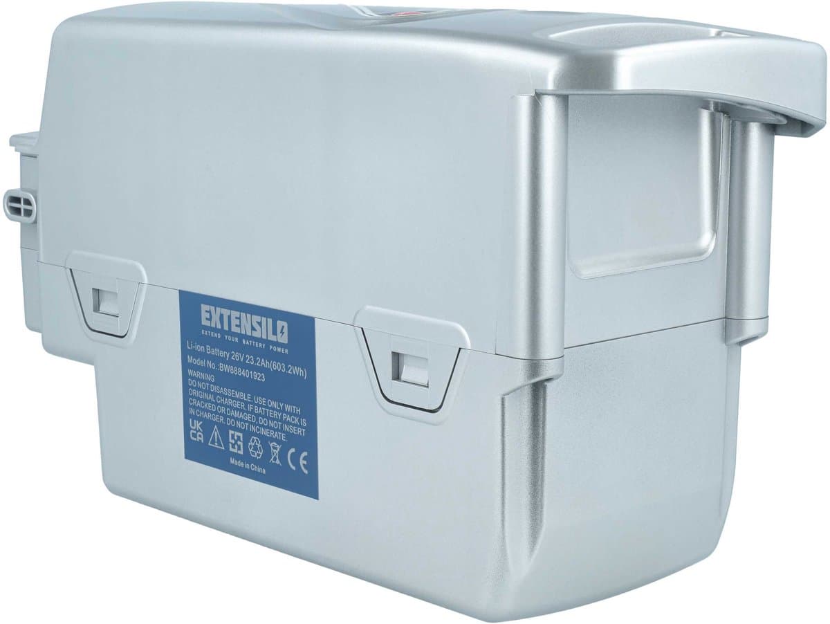 EXTENSILO-accu compatibel met Simplex Milano C7 e-bike (23,2 Ah, 25,2 V, Li-ion) - zilver