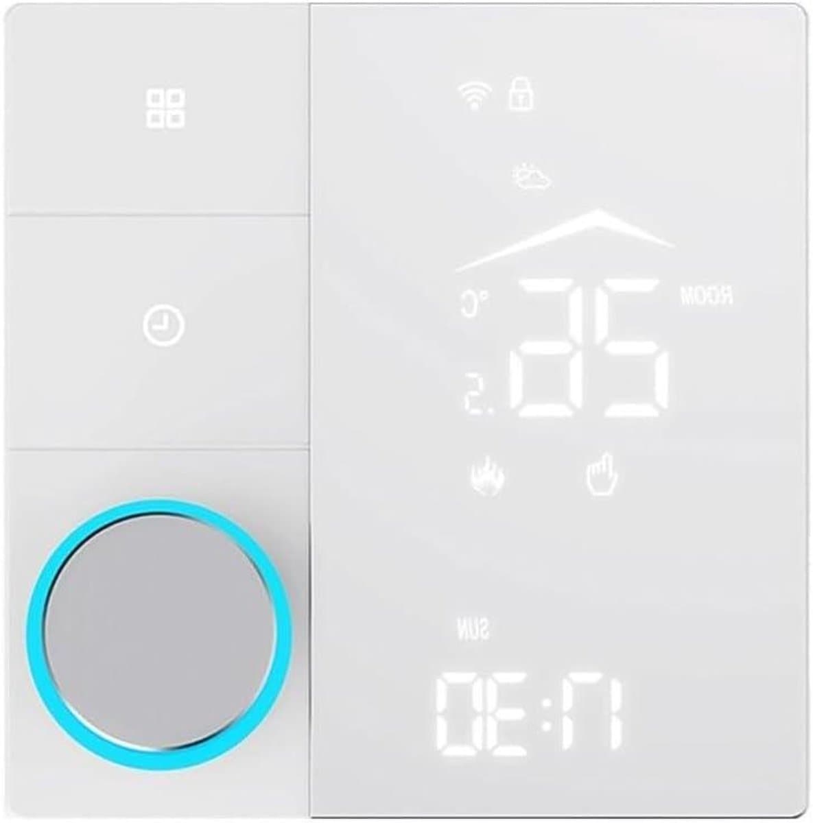 Vloerverwarming Thermostaat - Temperatuurregelaar Wandmontage - Energie Besparen - WiFi Afstandsbediening - 3A - Wit