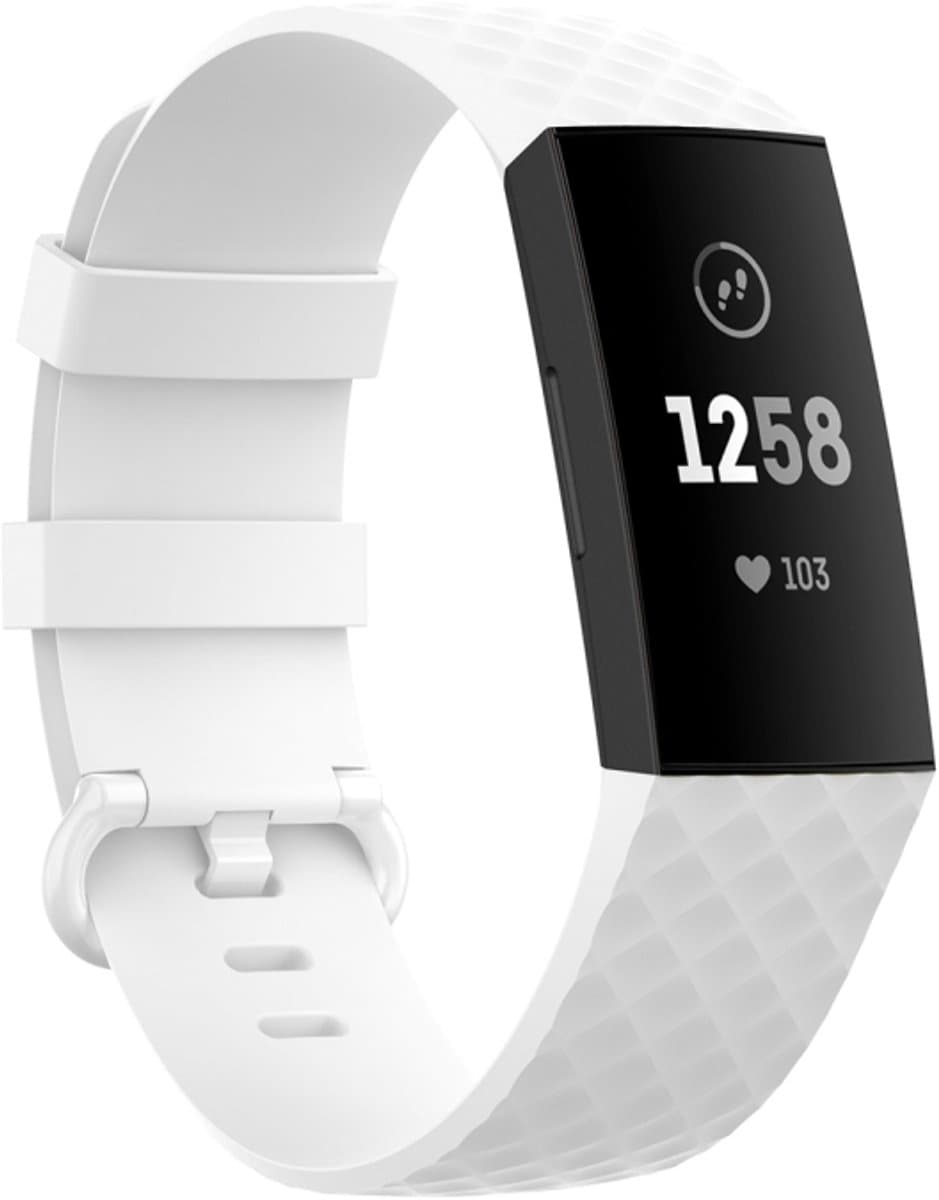 18mm zilverkleurige gesp TPU polsband horlogeband voor Fitbit Charge 4 / Charge 3 / Charge 3 SE (wit)