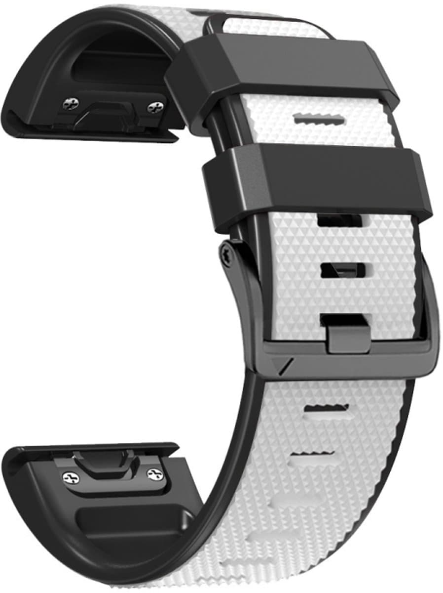 Voor Garmin Fenix 7 Pro 26 mm schroefgesp diamant textuur twee kleuren siliconen horlogeband (wit + zwart)