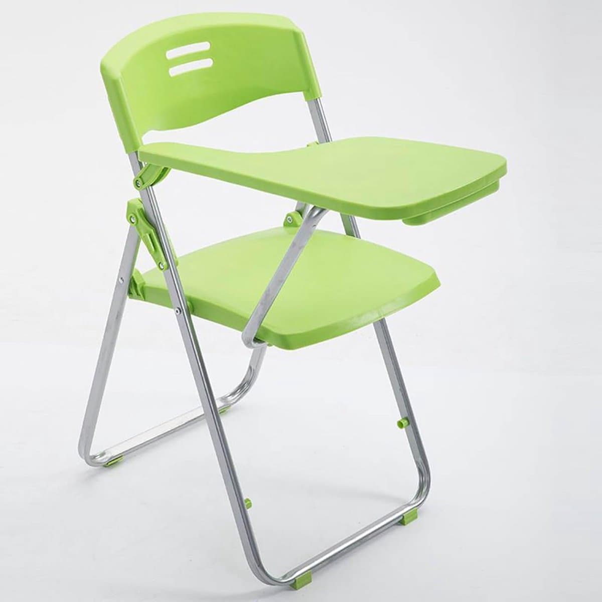 Conferentiestoel Met Tablet - Werkstoel Schrijfplank - Studie Vergadering - Opvouwbaar Stapelbaar - 43x47x81cm - Groen