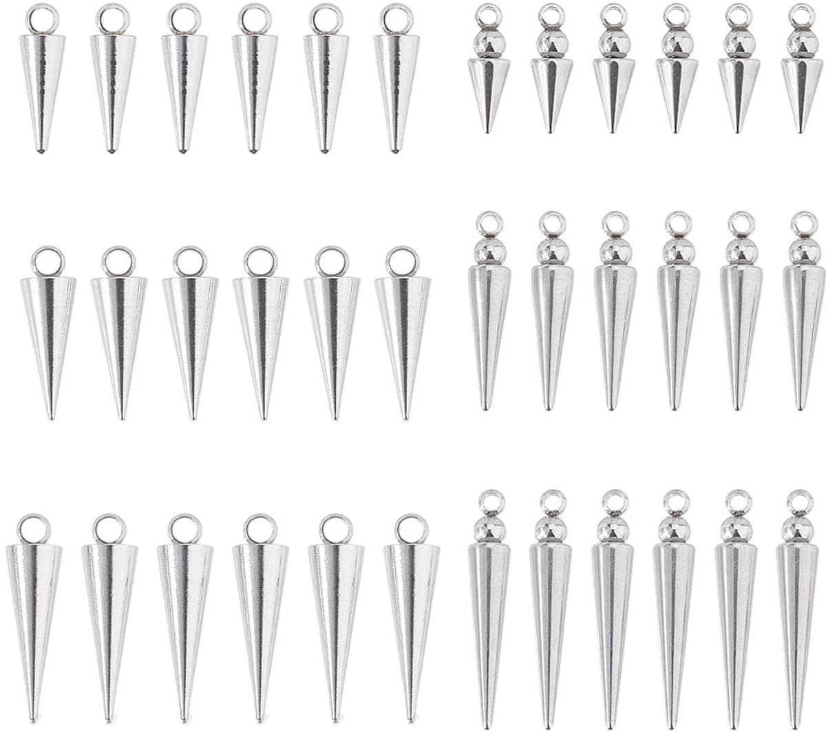 Dailygoods - Set van 36 Roestvrij Stalen Kegel Bedels voor Sieraden Maken