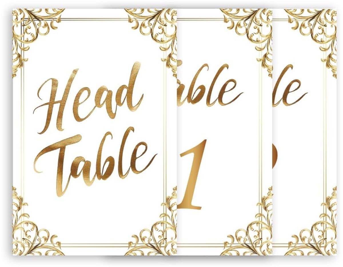 Cosensi- Tafelnummerkaarten 26 stuks - 15 x 10 cm - Goudfolie - Dubbelzijdig ontwerp - Bruiloft/Feest - Elegante decoratie - Tafelkaarten