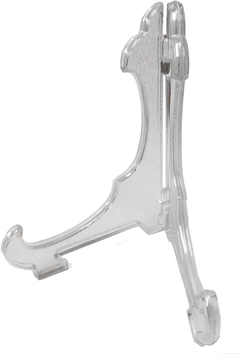 Presentatiestandaard voor borden, geselecteerde maten en kleuren, plastic, helder plastic - 1 standaard, geschikt voor borden 150mm-250mm (6-10 inch)