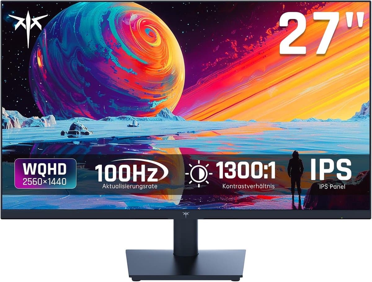 27 Inch Monitor - QHD Scherm - Casual Gaming Werk - 100Hz IPS Paneel - 27 Inch - Zwart