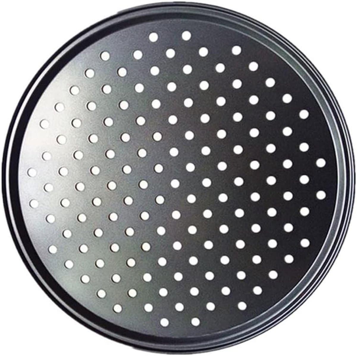 Pizzaplaat Staal - Bakplaat Mesh - Pizza Bakken - Antiaanbaklaag - 32 cm - Zwart