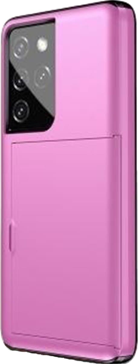Hoesje geschikt voor Samsung Galaxy S24 Ultra - Backcover - Hardcase - Pasjeshouder - Portemonnee - Shockproof - TPU - Roze