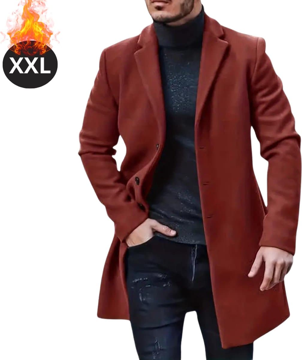 Livano Winterjas - Trenchcoat - Heren - Winter - Herfstjas - Volwassen - Stijlvol - Knopen - Lichtbruin - XXL