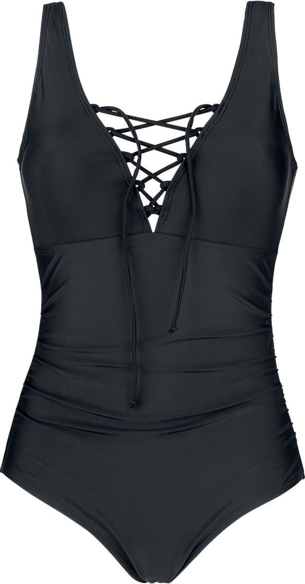 Black Premium by EMP Zwart zwempak met vetersluiting - Dames - S