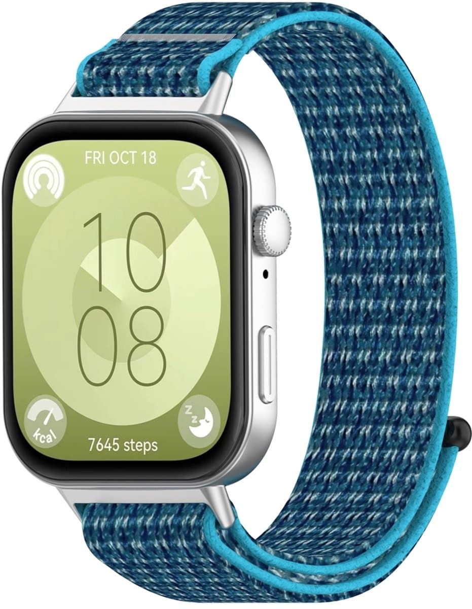 By Qubix - Sport loop nylon bandje - Blauw - geschikt voor Huawei Watch Fit 3 / Fit 4