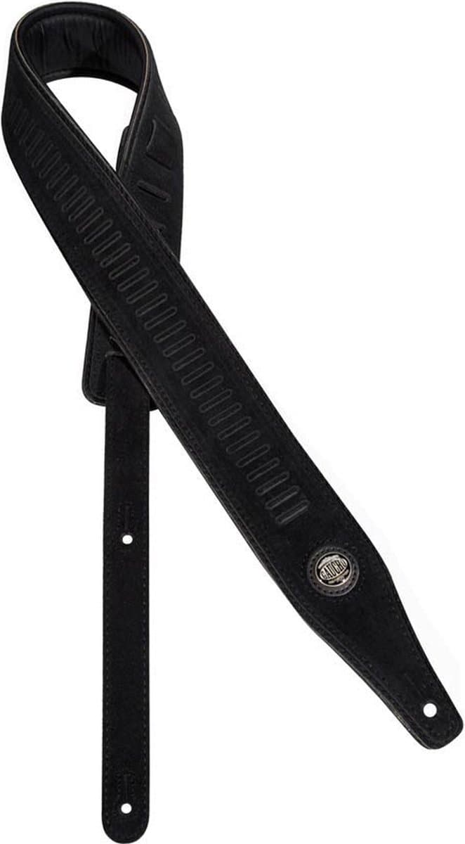 Gaucho GST-663-BK gitaarriem, topkwaliteit suede, zwart