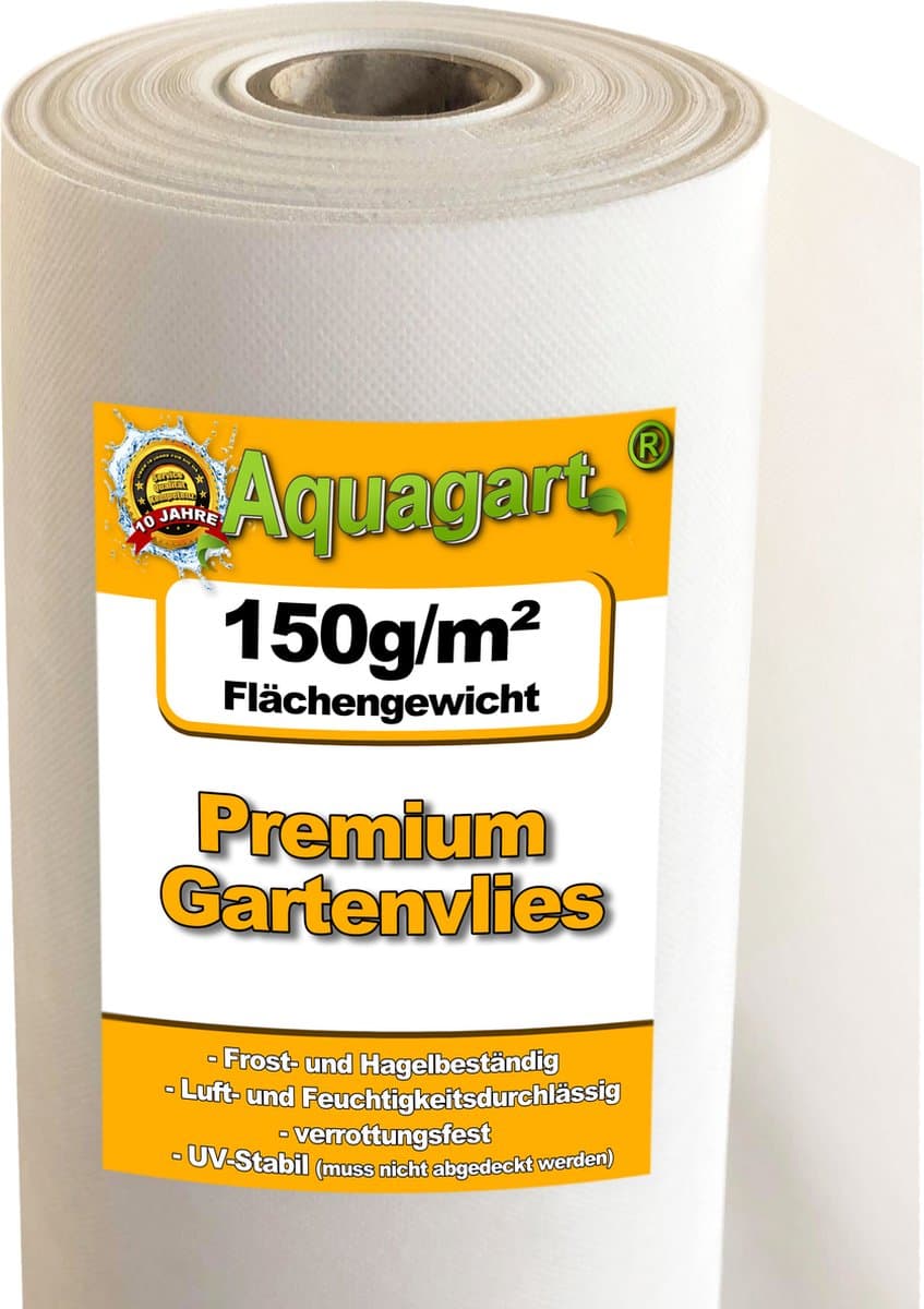 30 m² tuinvlies, onkruidwerend doek, onkruidbarrière, mulchvlies, 150 g/m², wit, 1 m breed
