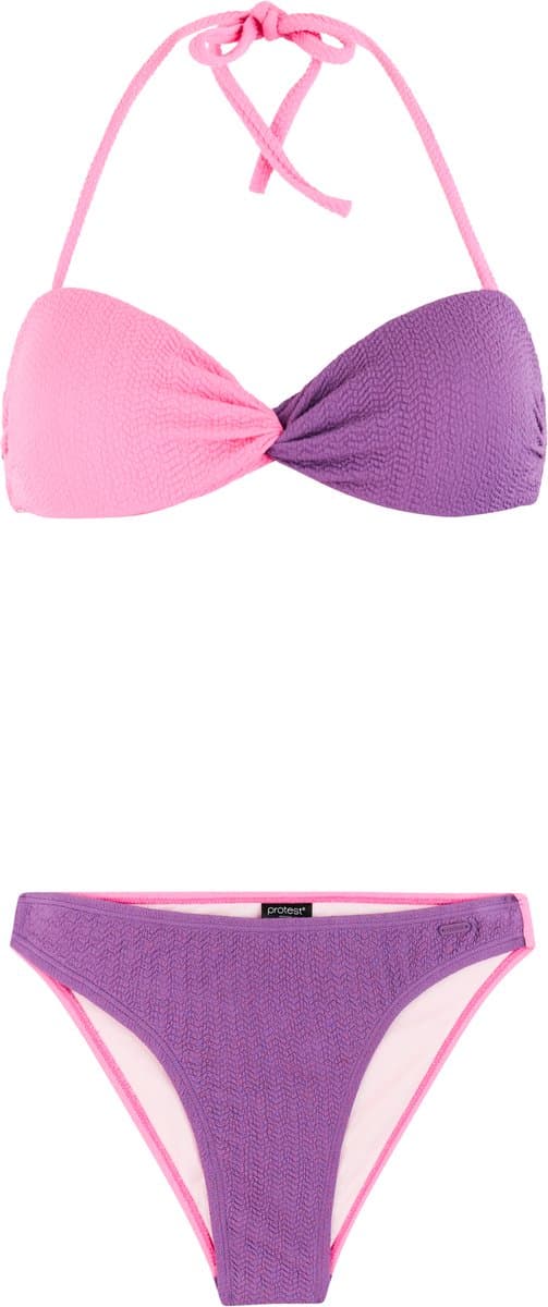 Protest PRTScar - Bandeau Bikini set Dames - Koordsluiting - Vaste vulling - Cheeky dekking - Normale pasvorm - Paars