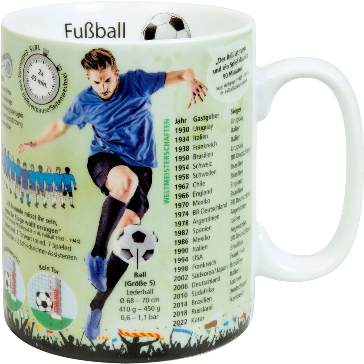 Könitz kennismok voetbal, mok, beker, koffiemok, porselein, kleurrijk, 490 ml, 11 1 330 2729