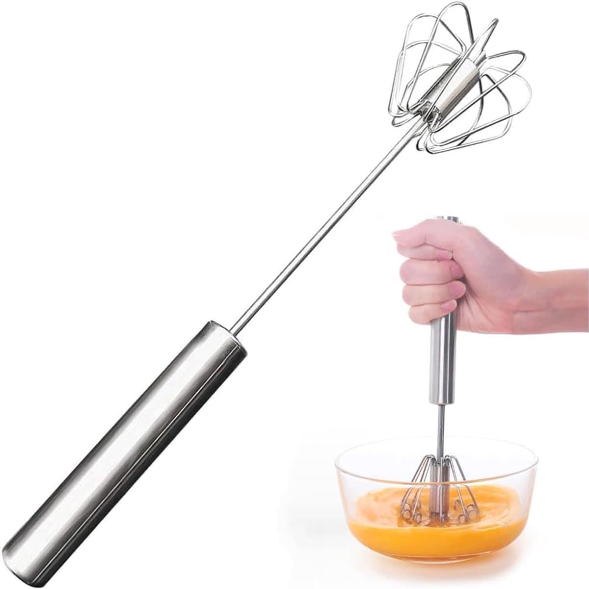 Handmatige Garde - Eierklopper Mixer - Snel Mengen - Halfautomatisch Draaibaar - 30 cm Lengte - Zilver