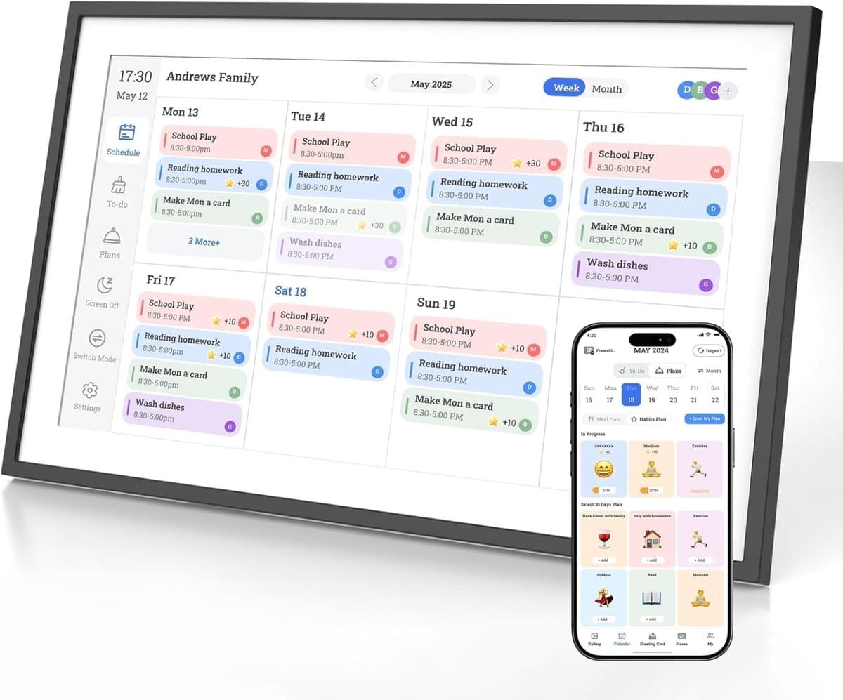 Digitaal Agenda Scherm - Slimme Kalender - Familie Planning - Interactief Touchscreen - 10.1 Inch