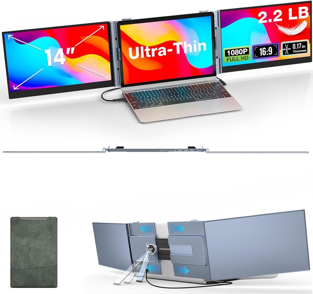 Draagbare Monitor 14 inch - Full HD 1080p Scherm voor Laptop - Ideaal voor Multitasking
