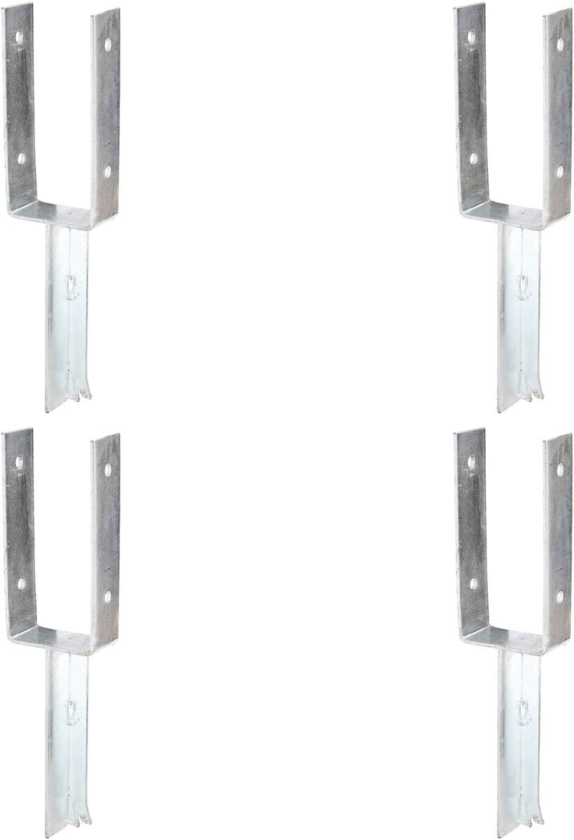 Alberts 4 x U-paaldrager mit betonanker aus T-Eisen, 91x200 mm, thermisch verzinkt, voor inbetonneren, betonanker 200 mm