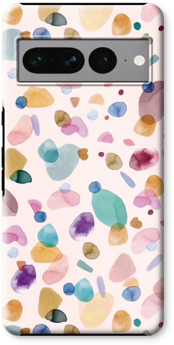 Case Company® - Hoesje geschikt voor Google Pixel 7 Pro hoesje - Terrazzo Memphis - Tough Case - Maximale Bescherming alle Kanten en Schermrand