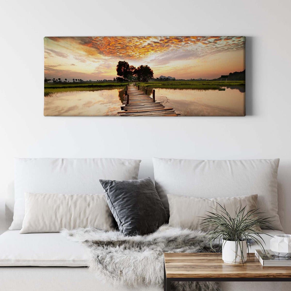 Canvas print DD123214 the other Side A.S. Création 1,0 x 0,4 m Beige / Creme Kantoor Hal/Gang Keuken Slaapkamer Woonkamer
