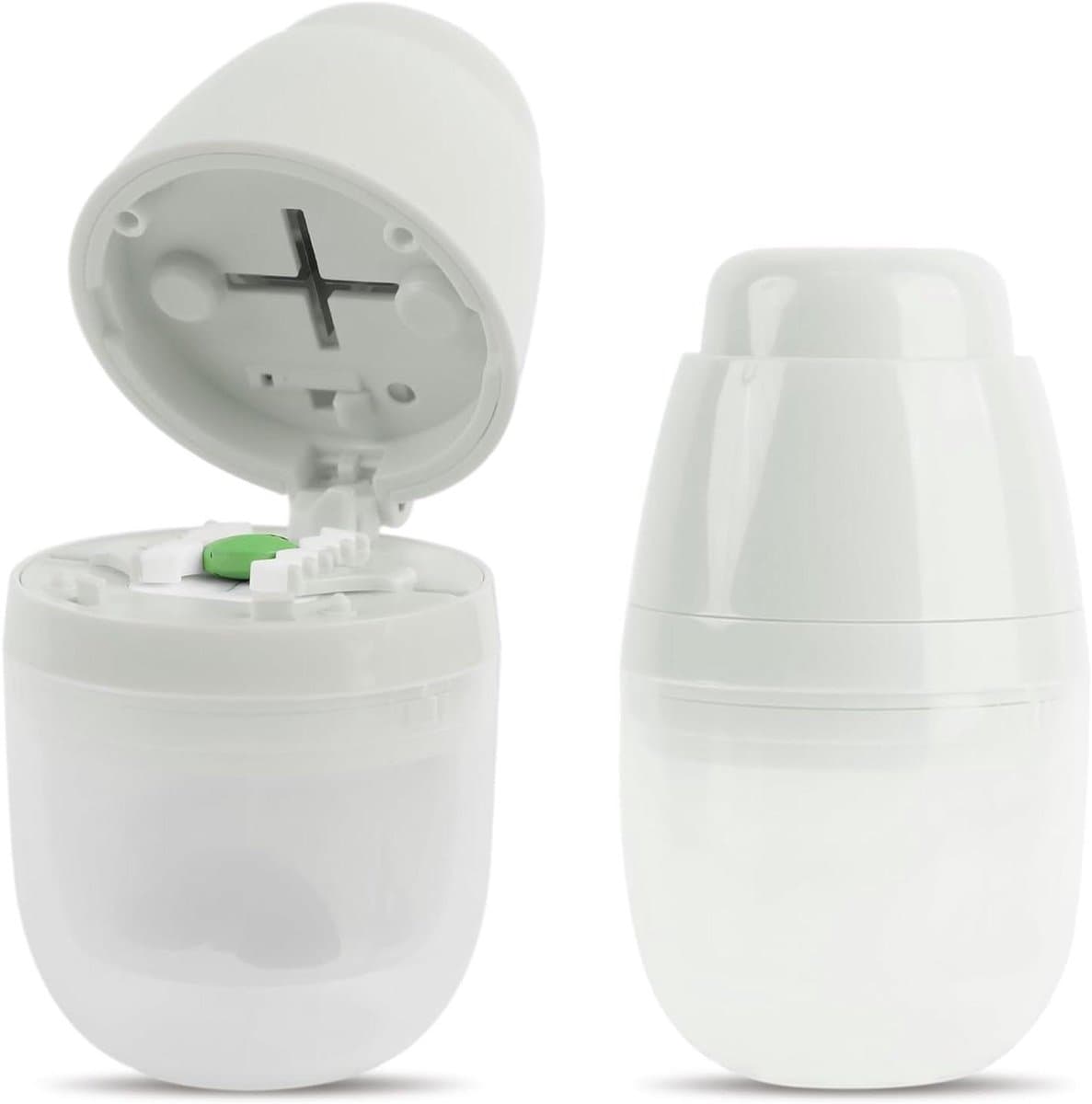 Zeynomax - Pillensnijder en tablettendispenser voor onderweg - Verstelbaar en compact - Draagbaar - 2-delig - Geschikt voor 1 tablet verdeeld in 4 stukken - Multifunctionele medicijnbox - Grijs