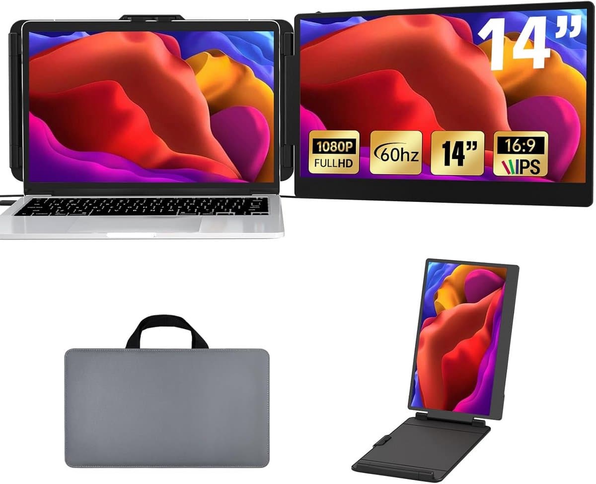 Draagbare Monitorverlenging 16:9 Full HD HDMI en Type-C Plug and Play voor Laptop en Tablet