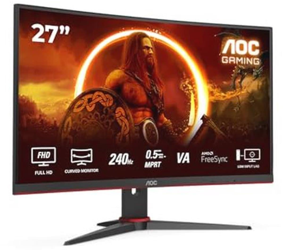 AOC Gaming C27G2ZE - 27 inch FHD gebogen monitor, 240 Hz, 0,5 m, FreeSync Premium (1920x1080, HDMI, DisplayPort) zwart/rood