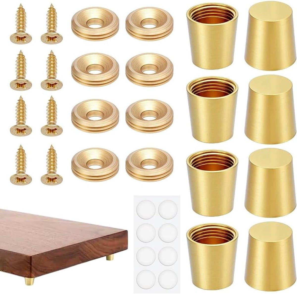 Allecta - Set van 8 messing snijplankpoten met antislip glijders voor tafel- en bankmeubels