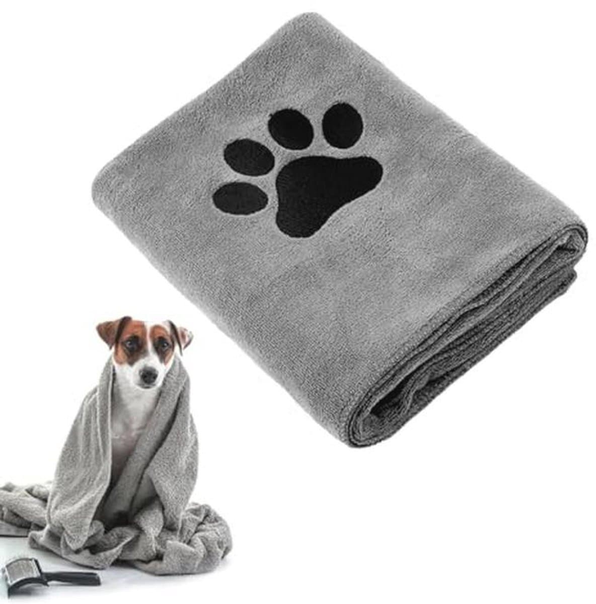 Microvezel badhanddoek voor honden en katten - Absorberend en sneldrogend, 50 x 100 cm, middengrijs