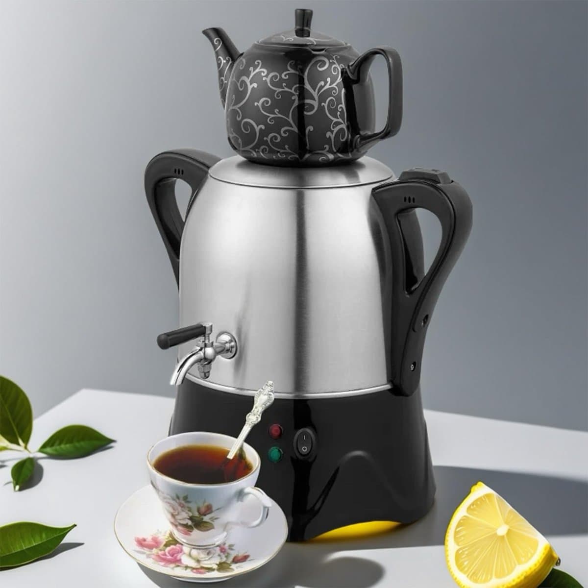 Elektrische Theemaker - Waterkoker Theepot - Thee Koffie Zetten - Warm Houd Functie - 3L 1L - Zilver