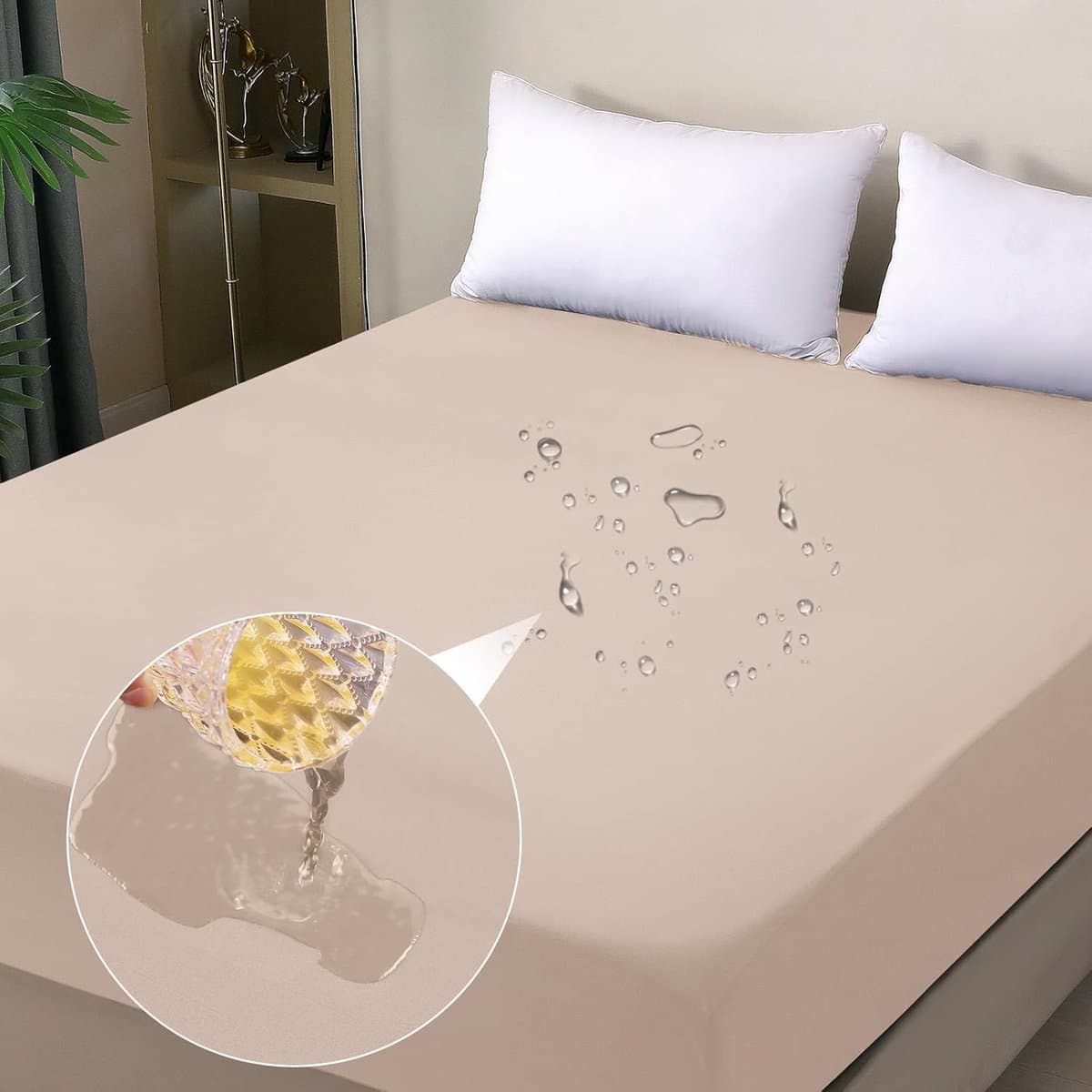 Matrasbeschermer - Hoeslaken - Bescherming Matras - 100% Waterdicht - 180x200 cm - Khaki