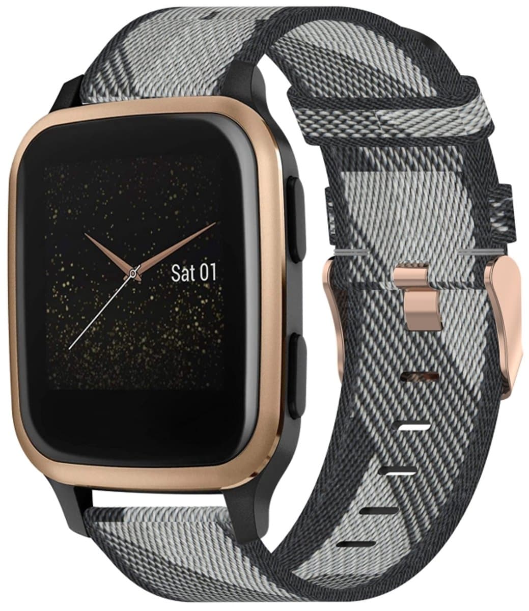 Voor Garmin Venu Sq 20mm nylon geweven horlogeband (grijs)