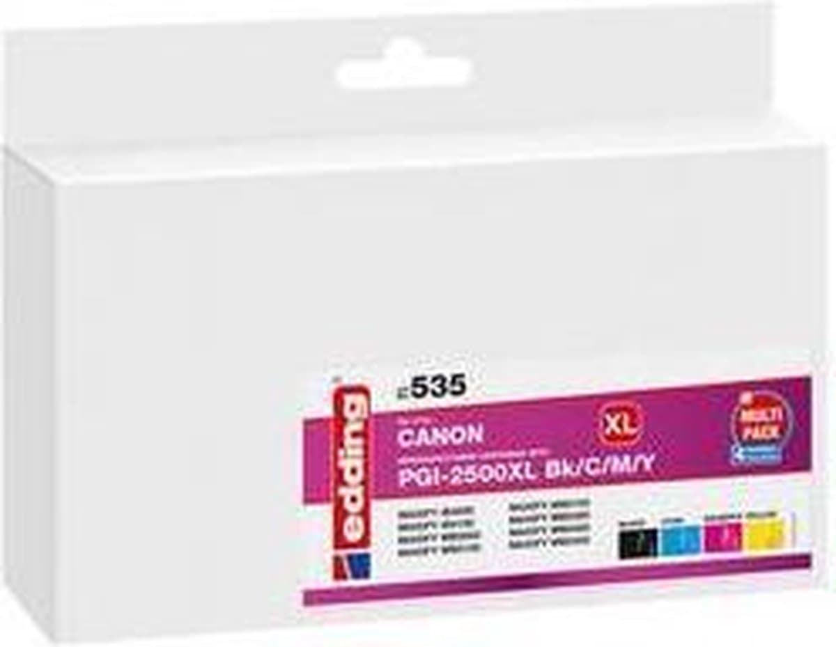Edding Inktcartridge vervangt Canon PGI-2500BK XL, PGI-2500C XL, PGI-2500M XL, PGI-2500Y XL Compatibel Combipack Zwart,