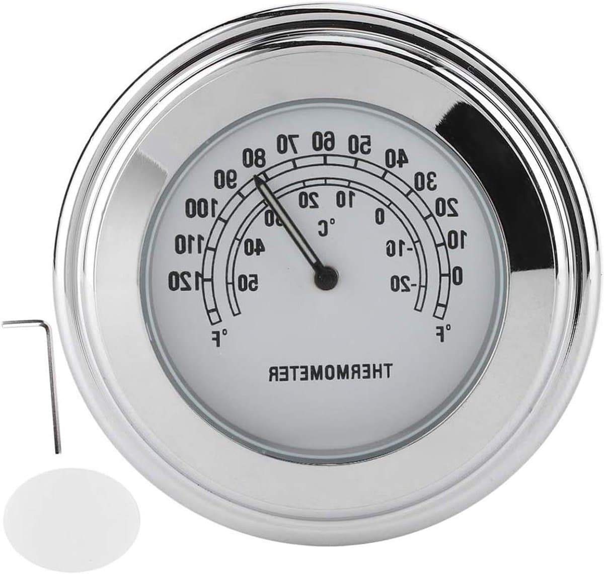 Stuurthermometer Motorfiets - Temperatuurmeter Stuur - Rijcomfort Monitoren - Weerbestendig Ontwerp - 1 en 7/8 inch - Wit
