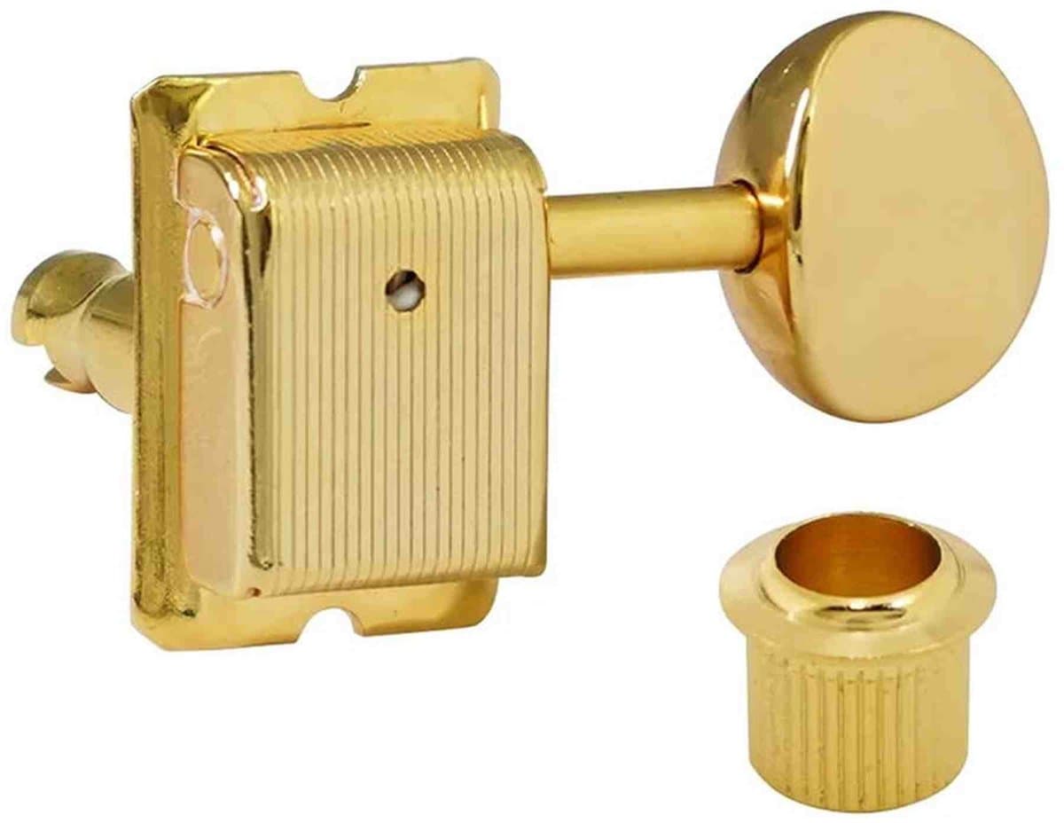 Hosco Japan H-21333GSVTR machine heads for guitar, 6x left, Vintage Tone Revival Series, gold oval button, gold
