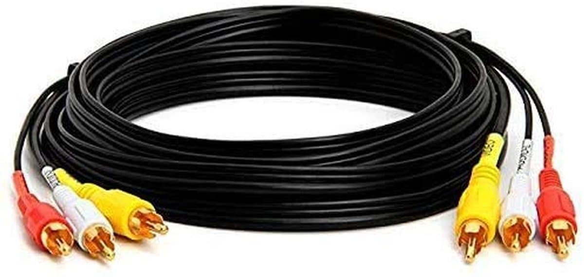 3-Male RCA naar 3-Male RCA Composite Video Audio Kabel 1.5 Meter - Gold Plated